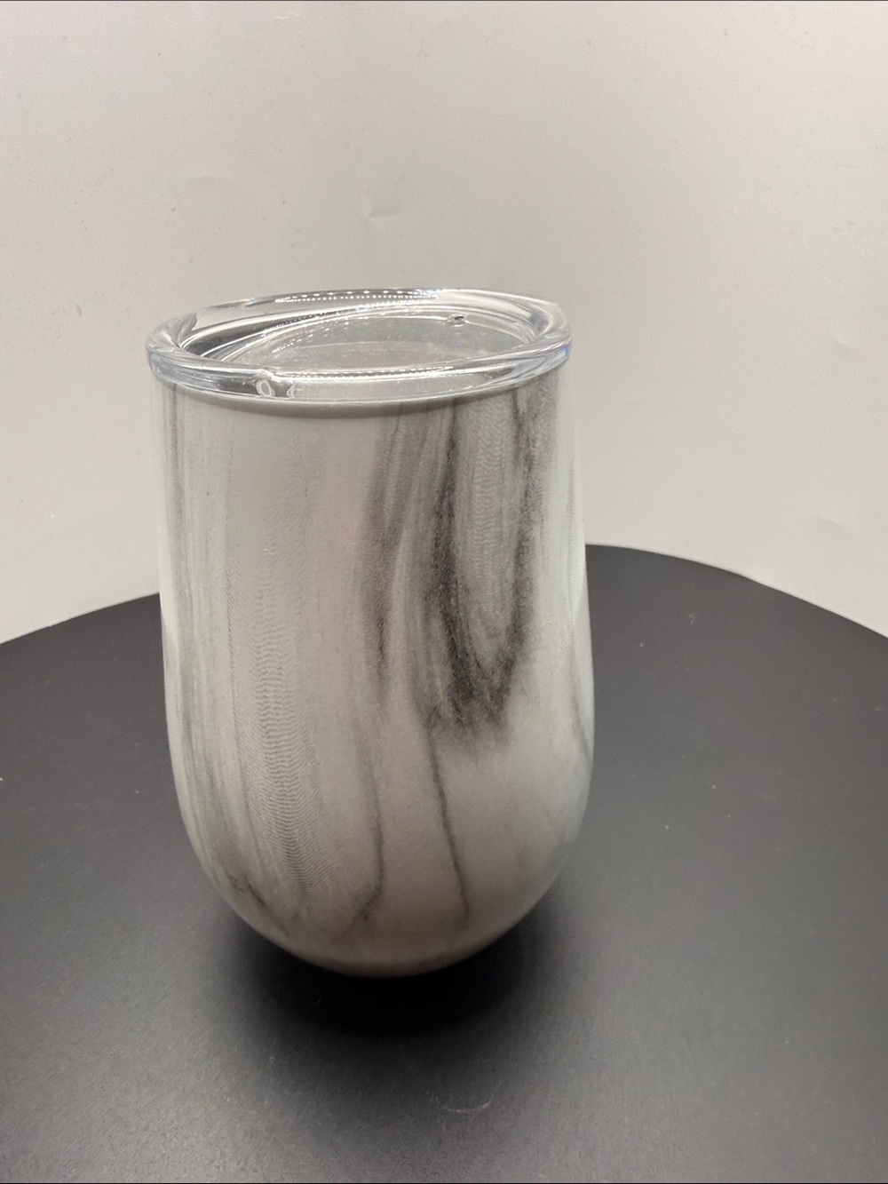 Corkcicle Marble-Effect Stemless Tumbler with Clear Lid - Gray & White
